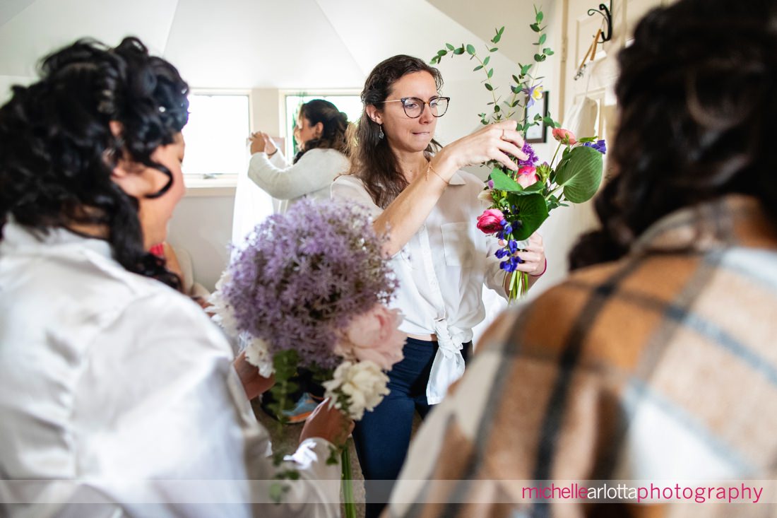Lake Mohawk Country Club New Jersey bridal prep at lakeside wedding