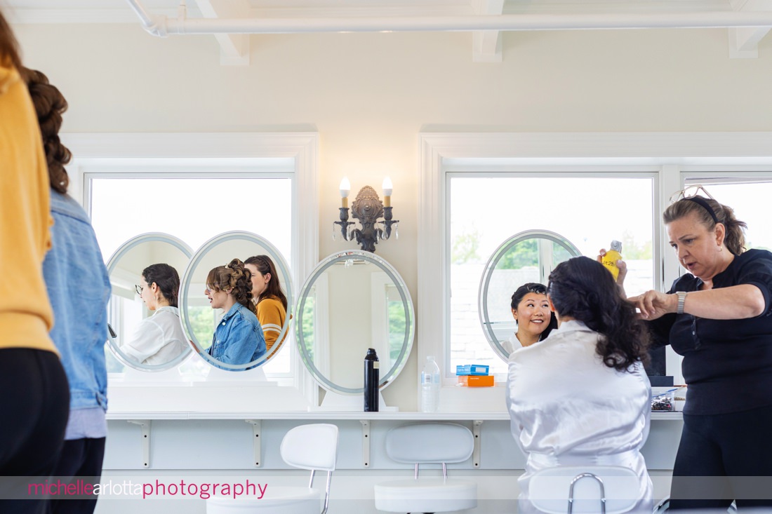 Lake Mohawk Country Club New Jersey bridal prep at lakeside wedding
