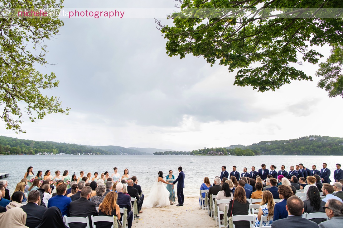 Lake Mohawk Country Club spring lakeside wedding ceremony