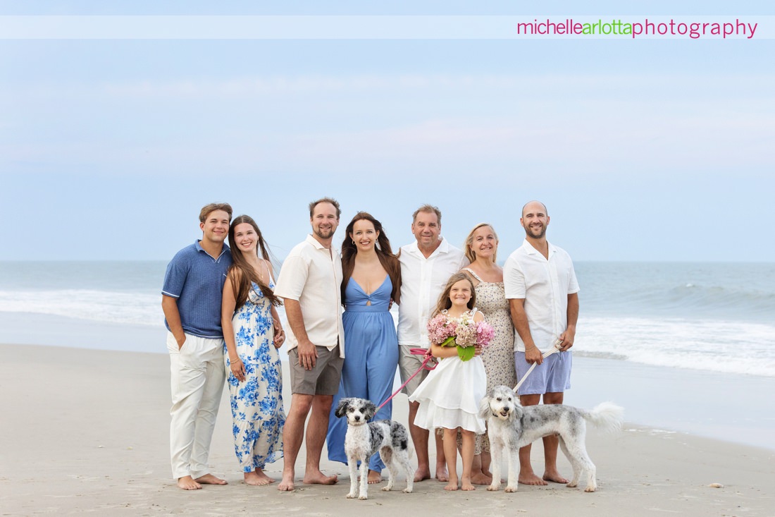 Harvey Cedars LBI NJ family beach photo session with two dogs