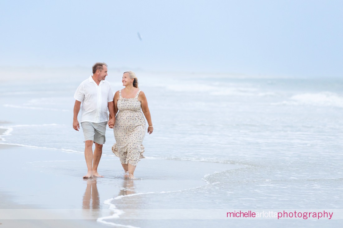 Harvey Cedars LBI NJ family beach session couple walking on beach