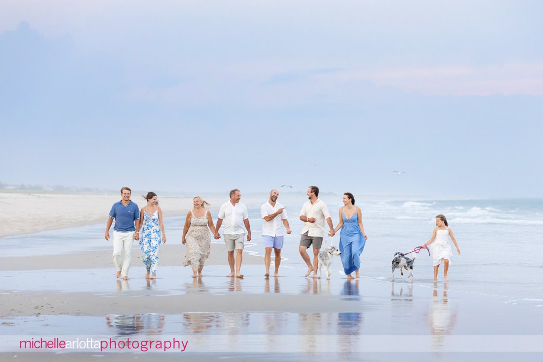 Harvey Cedars LBI NJ family beach photography session with two dogs