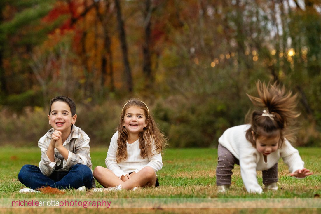 NJ fall family photo session with three kids