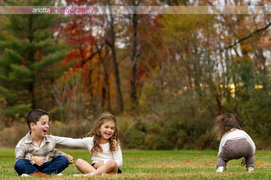 NJ fall family photo session with three kids