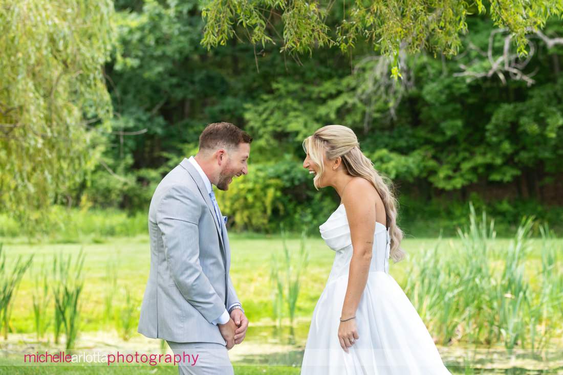 Perona Farms NJ bride and groom first look