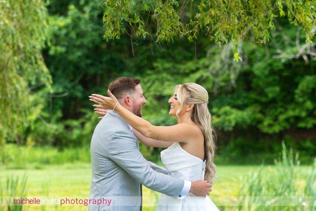Perona Farms NJ bride and groom first look