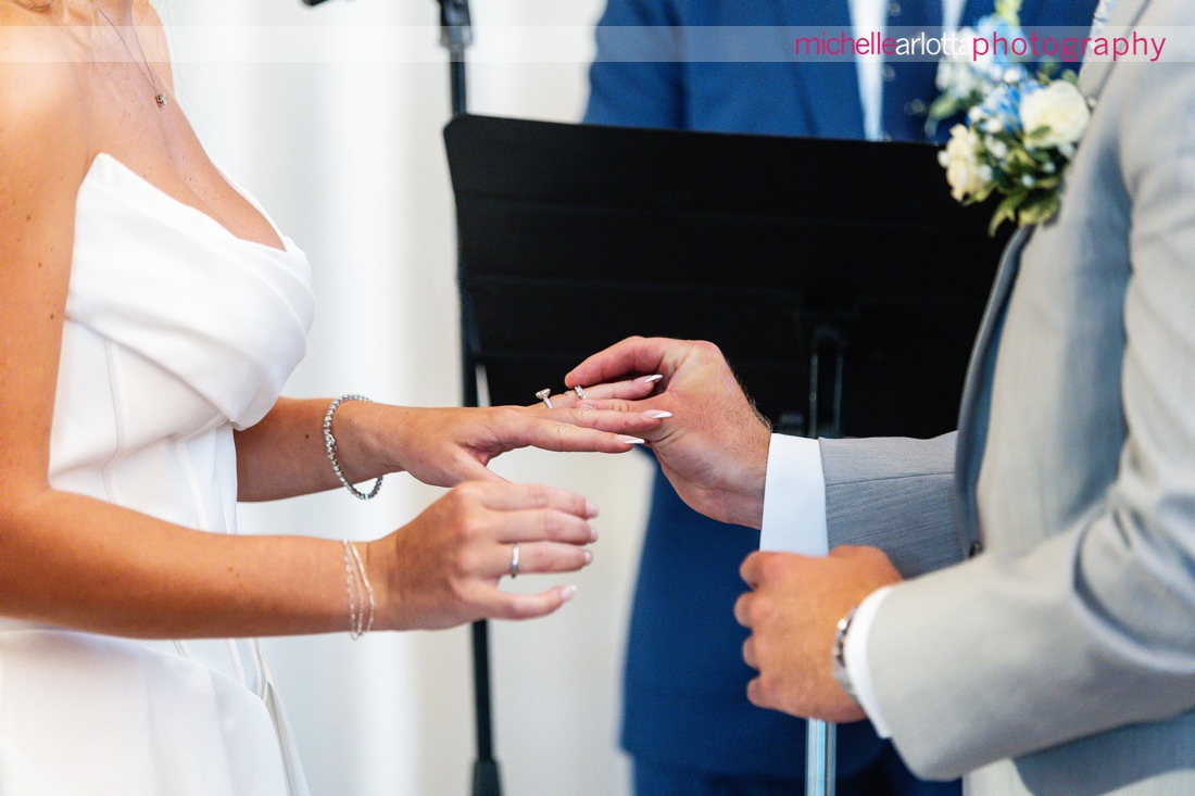 Perona Farms summer wedding ceremony ring exchange