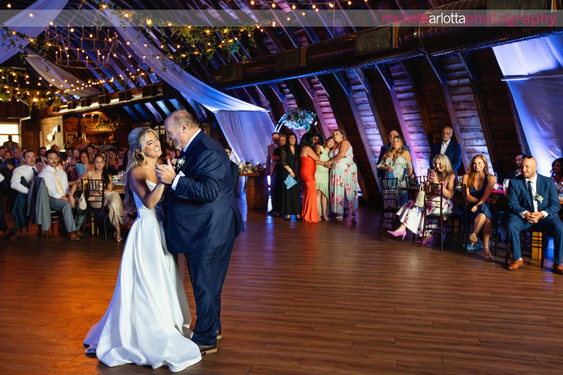 Perona Farms summer wedding reception NJ bride and father dance